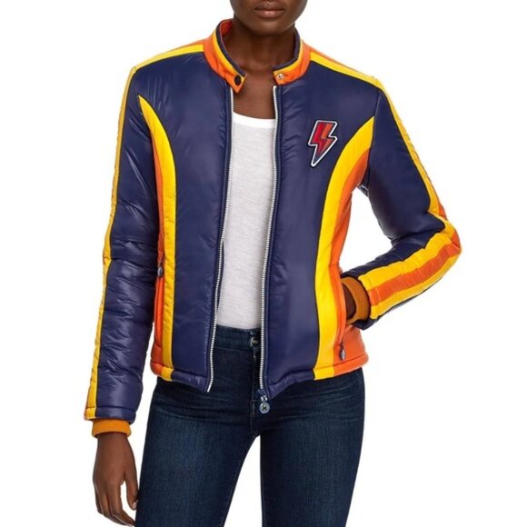 Mother The High Flyer Zip front puffer jacket in bold tricks retro 70s hippie Sm - Picture 2 of 16